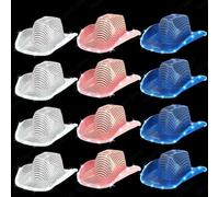 Fryloo bucket hat Cap Led Light Up Cowboy Women Flashing Sequins Wedding Bachelorette Party Bulk Fun Unisex Hats-3 Colors Mix-b-50pcs