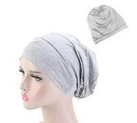 Fryloo bucket hat Cap Women Stretch Beanie Chemo Cotton Double-layer Soft Satin Lining Hair Turban Hijab Inner Hat-01