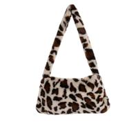 Fryloo shoulder bag Faux Fur Mini Underarm Bag, Leopard Cow Animal Print Plush Handbag Fluffy Small Tote Purse Shopping And Casual Daily Outings