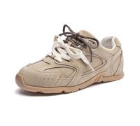 Fryloo Slippers Chic Women’s German Suede Sneakers - Comfortable Flat Non-Slip Leather Trainers for Casual Walking, Daily & Office Use-khaki-40-china Mainland