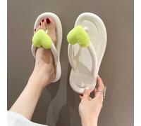 Fryloo slippers Women's Candy Color Bow Flip Flops, Soft Cushioned Eva Thong Sandals, Non-slip Beach Slides For Summer Casual-white Heart-38-39