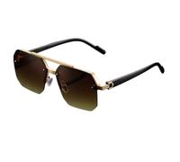 Fryloo sunglasses,polarised sunglasses,mens sunglasses Mens Half Rim Octagon Matte Black Double Beam Uv400 Shades, Beach Music Festival -brown