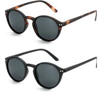Fryloo sunglasses Unisex Retro Polarized Round Uv400, Anti-glare Shades For Driving Outdoor Travel Daily Wear-c2 2pack