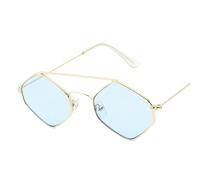 Fryloo sunglasses Unisex Rimless Rectangle Sunglasses, Uv400 Alloy Frame, Lightweight Travel & Fashion Eyewear For Men And Women-gold Blue-other