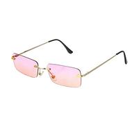 Fryloo sunglasses Unisex Rimless Rectangle Sunglasses, Uv400 Alloy Frame, Lightweight Travel & Fashion Eyewear For Men And Women-purple Pink-other