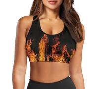 Frymappies Black Sport Bra Top Back Pocket Racerback Running Bra for Workout Gym Activewear Yoga Sport Bras for Women,Black, Fire Flame,burning Red, M