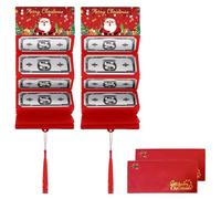 Fryotey 2PCS Christmas Money or Gift Card Holder with 10 Slots and 2 Envelope Surprise Christmas Xmas Gift Card Holder, for Cash Checks or Gift Cards Supplies (Red)