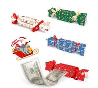 Fryotey 4PCS Candy Christmas Money Holders for Cash, Christmas Money Box for Cash Gift Pull with 40Pcs Transparent Bags, Exploding Money Roll Pull Pouch, Surprise Box for Cash Gifts for Your Loved
