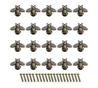 FRYSKYO 20 Pcs Vintage Bee Zinc Alloy Cabinet Knobs for Drawers,Single Hole Decorative Drawer Knobs,with Mounting Screws, Antique Wardrobe Pull Handles Kitchen Cabinet Knobs for Dresser