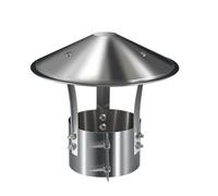 FRYSKYO Stainless Steel Cone Cap, Bolt-On Chimney Cover Adjustable Clamp Universal Roof Cap, Fireplaces Rain Hat Pipe Rain Cover Protector, For Outside Flue(110mm)
