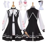 FRYWORK Game Character Sakuraba Ema Cosplay Costume Outfit Kurobe Nanoka Nikaidou Hiro Role Play Uniform Full Set Halloween Party Carnival Dress Up Suit with Wig Hat for Women (M)