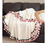 FRZXBKW Flower Bouquet Blanket, Crochet Rose Blanket, Handmade, 4 Colors and 4 Sizes Flower Bouquet Blankets, for Mother's Day Birthday Home Decor(Pink,80cm/31.4in-52flowers)