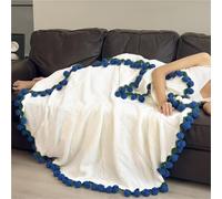 FRZXBKW Flower Bouquet Blanket, Crochet Rose Blanket, Handmade, 4 Colors and 4 Sizes Flower Bouquet Blankets, for Mother's Day Birthday Home Decor(Blue,160cm/63in-99flowers)