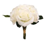 FS 28cm Artificial Ivory Rose Bouquet Posy Bundle with 7 large 3.5" flower heads - Home Wedding