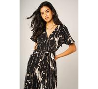 Fs Collection Abstract Pattern Wrap Top Jumpsuit With Wide Leg In Black Black