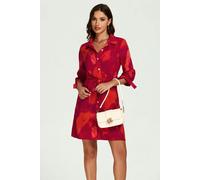 FS Collection Abstract Print Shirt Mini Dress In Red - L - Red