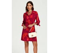Fs Collection Abstract Print Shirt Mini Dress In Red Red