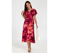 Fs Collection Abstract Print Wrap Maxi Dress In Burgundy Burgundy