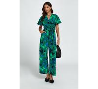 Fs Collection Abstract Print Wrap Top Jumpsuit In Green Green