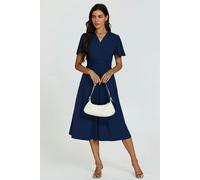 FS Collection Angel Sleeve Jersey Midi Dress In Navy - XS - Navy