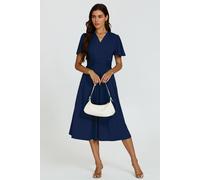 Fs Collection Angel Sleeve Wrap Neck Jersey Midi Dress In Navy Navy
