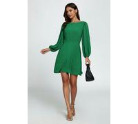 FS Collection Back V Neck Mini Dress In Green - L - Green