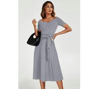 FS Collection Bardot Midi Dress In Grey - S - Grey