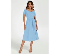 FS Collection Bardot Midi Dress In Light Blue - S - Light Blue