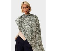 FS Collection Black Leopard Print Tassel Scarf In White - White - Onesize