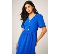 Fs Collection Button Detail Shirred Waist Midi Dress In Royal Royal
