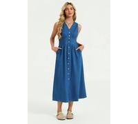 FS Collection Button Down Denim Midi Dress In Blue - M - Blue
