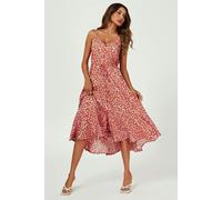 FS Collection Button Down High Low Strappy Dress In Dusty Red - Dusty Red - L