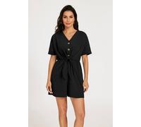 Fs Collection Button Down Playsuit In Black Black