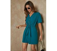 FS Collection Button Down Playsuit In Green - M - Green