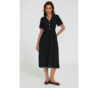 FS Collection Button Front Midi Dress In Black - S - Black