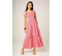 FS Collection Check Print Hem Detail Maxi Dress In Red - XS - Red