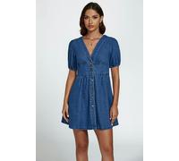 FS Collection Denim Mini Dress In Blue - S - Blue