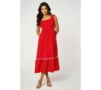 FS Collection Dot Print Hem Detail Maxi Dress In Red - XL - Red