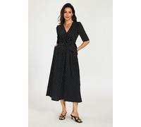 FS Collection Dot Print Short Sleeve Jersey Jumpsuit In Black - L - Black