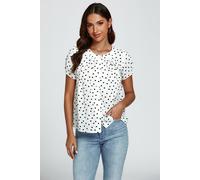 Fs Collection Dot Print Short Sleeves Top In White White XL