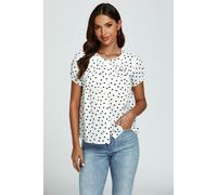 FS Collection Dot Print Short Sleeves Top In White - XL - White