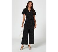 Fs Collection Dot Print Wrap Top Jumpsuit In Black Black XS