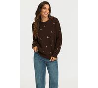 Fs Collection Embroidered Floral Knit Jumper Top In Brown Brown