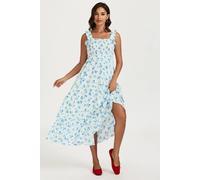 Fs Collection Floral Print Hem Detail Maxi Dress In White White
