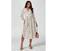 Fs Collection Floral Print Long Sleeve Midi Dress In White White S