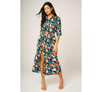 FS Collection Floral Print Shirt Midi Dress In Multi - XL - Multi
