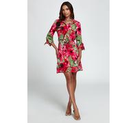 Fs Collection Floral Print Shirt Mini Dress In Red Red
