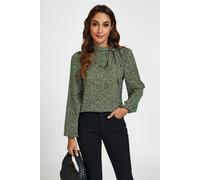 Fs Collection Floral Print Side Tie Blouse Top In Olive Olive