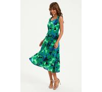 Fs Collection Floral Print Sleeveless Sweetheart Neckline Midi Dress In Green Green