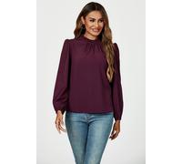Fs Collection Frill Detail High Neck Top In Plum In Purple Purple